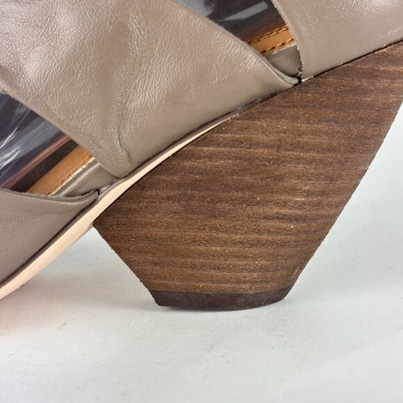 Corso Como Taupe Stacked Heel Open Toe Leather/Suede Booties Size 8M Like New - Picture 9 of 15